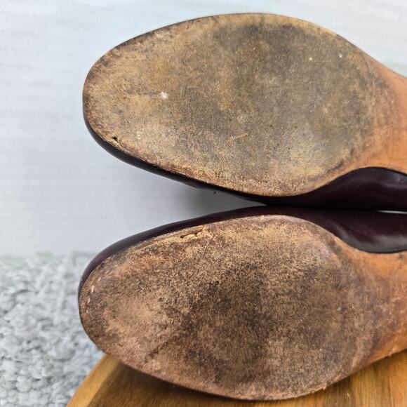 Vtg Salvatore Ferragamo Maroon Ostrich Leg Exotic Tassel Slip On Loafer Mens 9 D - Picture 10 of 15